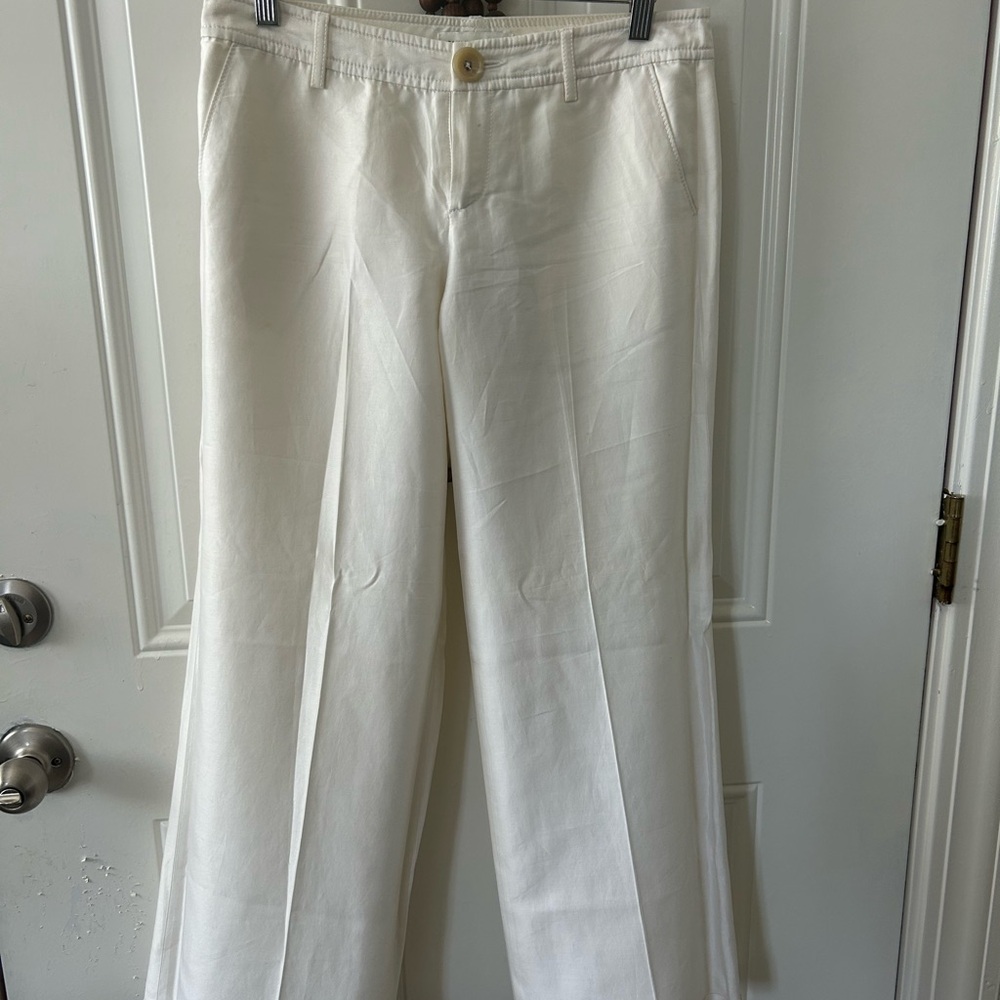 BANANA REPUBLIC SILK CRÈME TROUSERS Classic White Pants..
